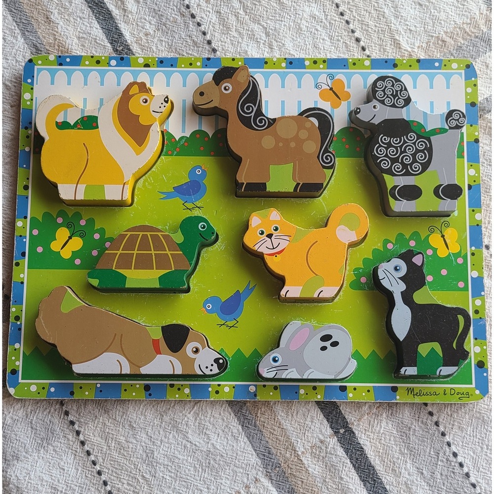 Melissa & Doug Pets Wooden Chunky Puzzle 8 Pieces Toddler Educational Toy 3725